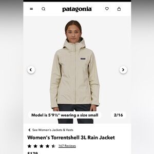 Brand New Patagonia Women's Torrentshell 3L Rain Jacket XS WHITE